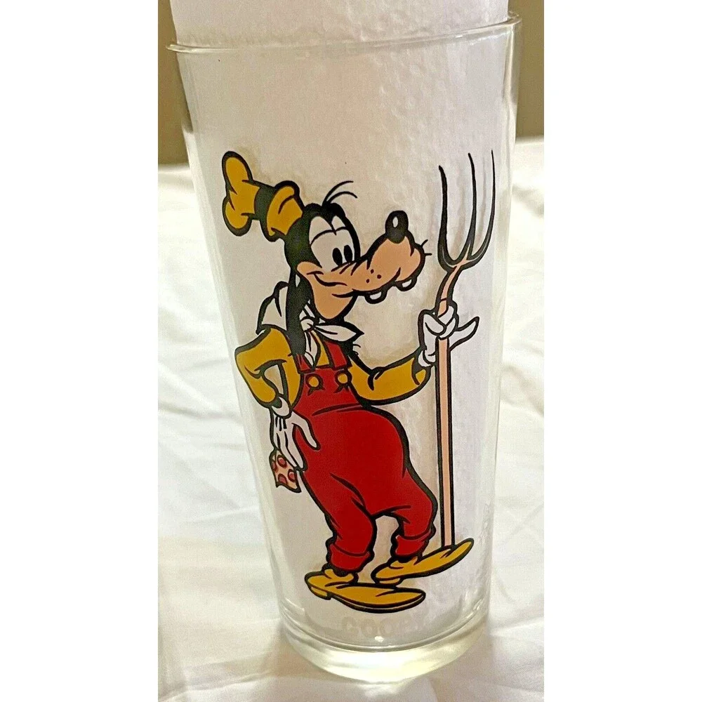 Vintage 70s Glass Walt Disney Goofy Pluto‎ Happy Birthday Mickey Pepsi Collector